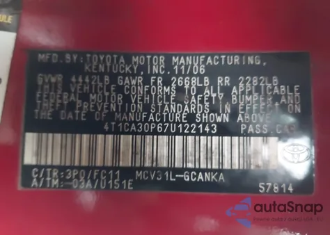 2007 Toyota Camry Solara Sport V6 from USA, damaged, VIN 4T1CA30P67U122143